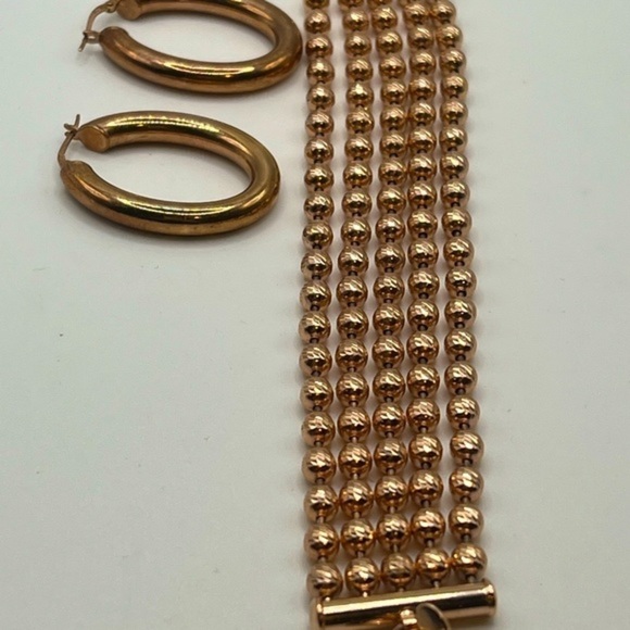 BRILLIANT Rose Gold Color Bracelet and Pierced Earring Set - Picture 3 of 6